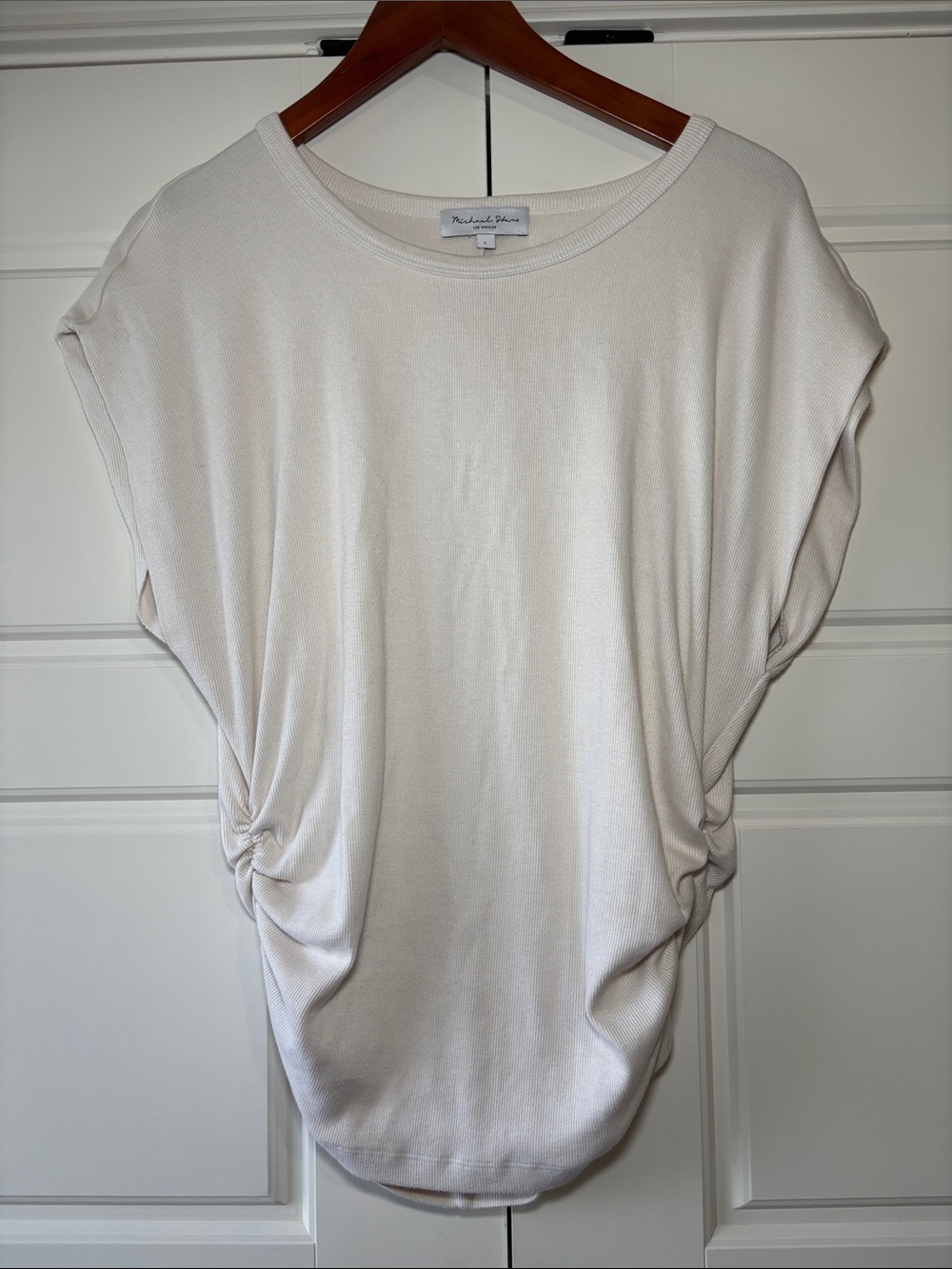 Michael Stars Off-White Side-Ruched Dolman Tunic